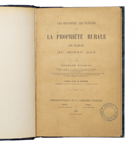 Les seigneurs, les paysans et la propriété rurale en Alsace au Moyen Âge.
