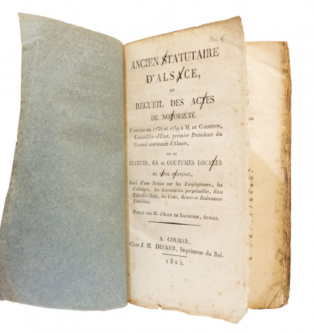 Ancien statutaire d'Alsace, ou recueil des actes de notoriété fournis en 1738 et 1739 à M. de Corberon, Conseiller d'état...