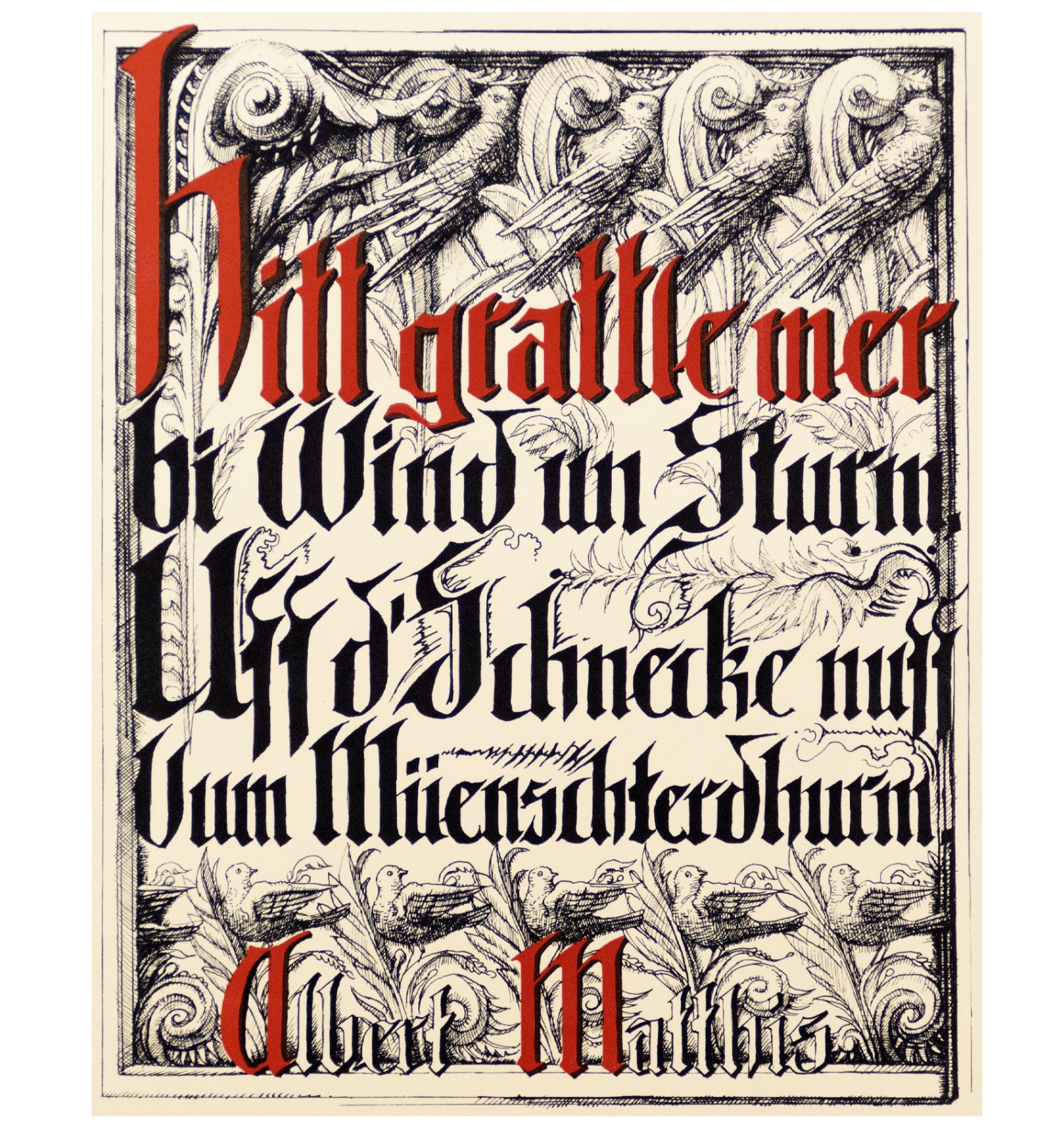 Hitt grattle mer bi Wind un Sturm Uff d'Schnecke nuff Uum Müenschterdhurm.
