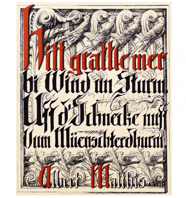Hitt grattle mer bi Wind un Sturm Uff d'Schnecke nuff Uum Müenschterdhurm. Hitt grattle mer bi Wind un Sturm Uff d'Schnecke nuff Uum Müenschterdhurm.