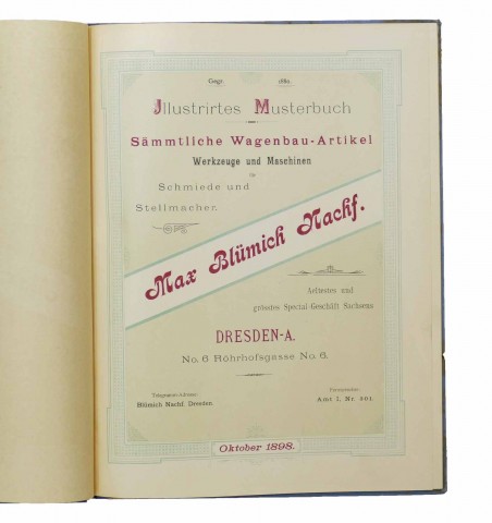 Max Blümich Nachf. Special-Geschäft für sämmtliche Wagenbau-Artikel. Oktober 1898.