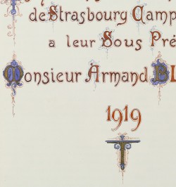 Les habitants de l'Arrondissement de Strasbourg Campagne à leur Sous Préfet Monsieur Armand BLAISOT. 1919.