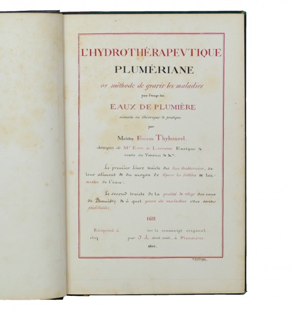 [Manuscrit] L'hydrothérapeutique plumériane ou méthode de guarir les maladies par l'usage des eaux de Plumière.