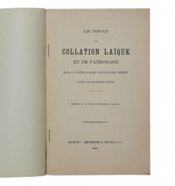 Le droit de collation laïque et de patronnage dans la Haute-Alsace...