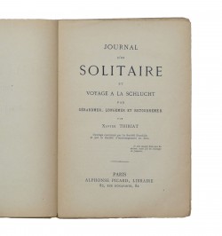 Journal d'un solitaire et voyage à la Schlucht par Gérarmer, Longemer et Retournemer.