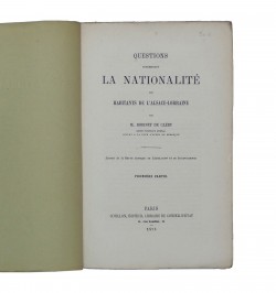 Questions concernant la nationalité des habitants de l'Alsace-Lorraine.