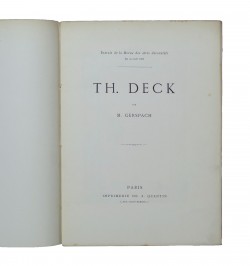Extrait de la Revue des Arts décoratifs du 20 avril 1883. Th. Deck.