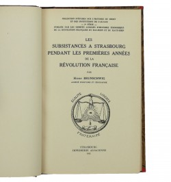 Les subsistances à Strasbourg pendant les premières années de la Révolution française.