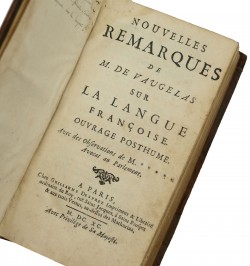 Nouvelles remarques de M. de Vaugelas sur la langue françoise : ouvrage posthume.