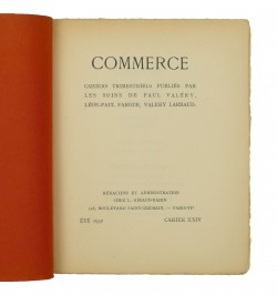 Commerce : cahiers trimestriels. Été 1930 Cahier XXIV.