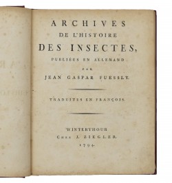Archives de l'histoire des insectes, publiées en allemand. Traduites en françois.