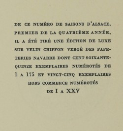 Saisons d'Alsace n°1 1952. Hansi 1873-1951.