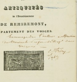 Essai sur les origines et antiquités de l'arrondissement de Remiremont, département des Vosges.
