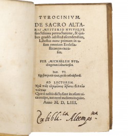 Tyrocinium. De sacro altaris mysterio huiusque sanctissima pertractatione,