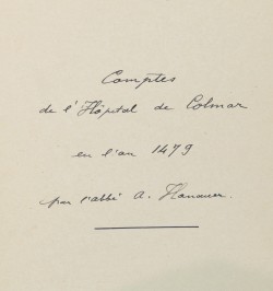 [Manuscrit] Comptes de l'hôpital de Colmar en l'an 1479.