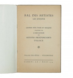 Bal des artistes : Les joujoux programme palais des fêtes 1er mars 1924.