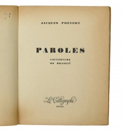 Paroles. Couverture de Brassaï.