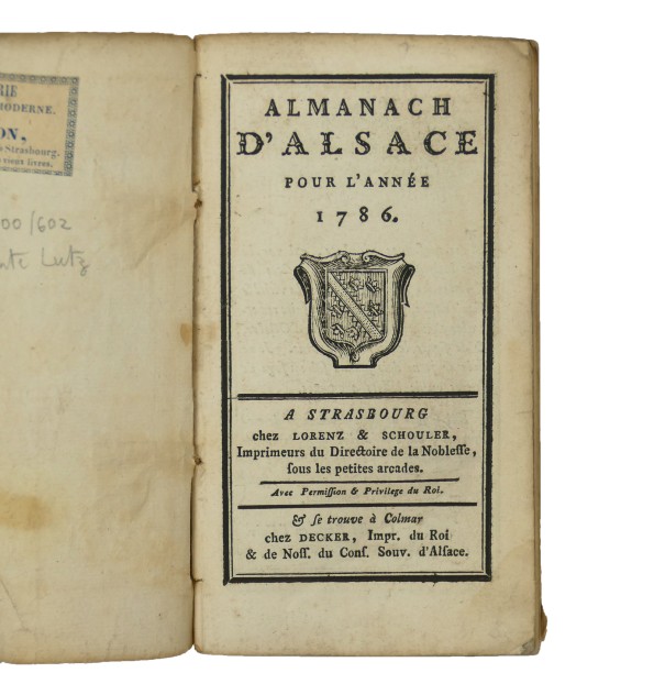 Almanach d'Alsace pour l'année 1786. Almanach d'Alsace pour l'année 1786.