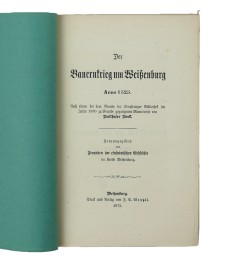 Der Bauernkrieg um Weissenburg Anno 1525.