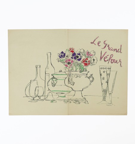 [Menu] Grand Véfour. Dessin original de Jean Cocteau.