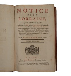 Dom Calmet Augustin - Notice de la Lorraine. 2 vol.