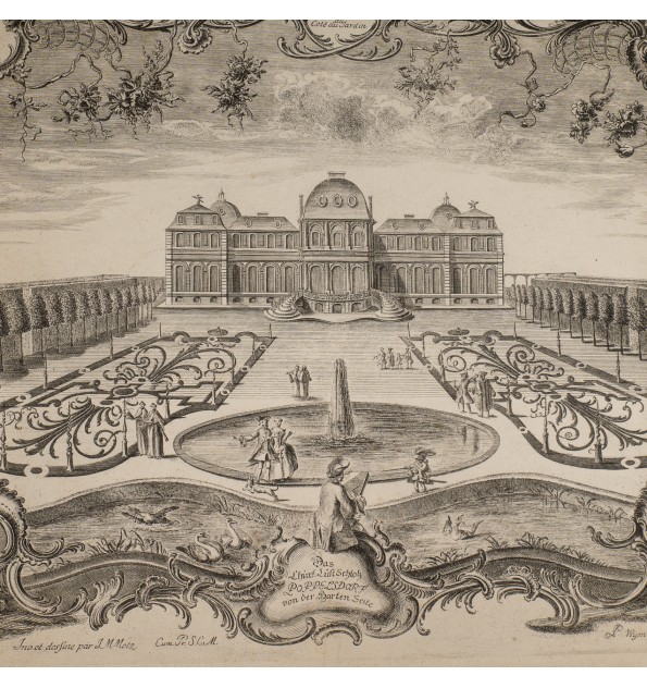 La vue du château électoral de Poppelsdorf du coté du jardin.