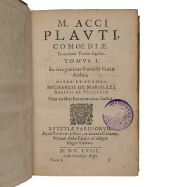 Comédies de Plaute, avec des remarques en latin et en françois.