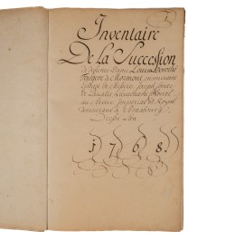 [Manuscrit-Notariat] Inventaire de succession de Dame Louise Dorothée Fougères de Mormont. 1768.