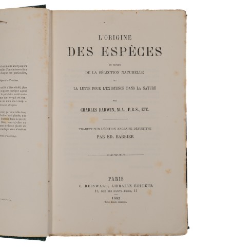 L'origine des espèces au moyen de la sélection naturelle, ou la lutte pour l'existence dans la nature.
