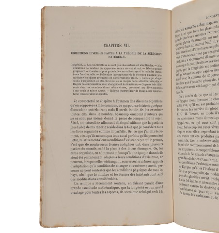 L'origine des espèces au moyen de la sélection naturelle, ou la lutte pour l'existence dans la nature.