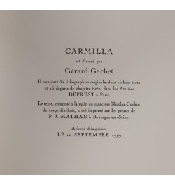 Carmilla. Traduit de l'anglais par Jacques Papy. Préface de Claude Seignolle. Lithographies originales de Gérard Gachet.