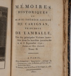 Mémoires historiques de Marie-Thérèse-Louise de Carignan, princesse de Lamballe.
