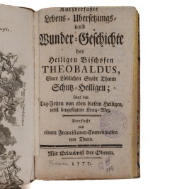 [Thann - Saint-Thiébaut] Wundergeschichte des heiligen Bischofen Theobaldus.