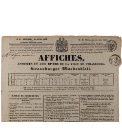 Affiches, annonces et avis divers de la ville de Strasbourg. 4 numéros.