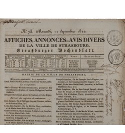 Affiches, annonces et avis divers de la ville de Strasbourg. 4 numéros.