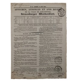 Affiches, annonces et avis divers de la ville de Strasbourg. 4 numéros.