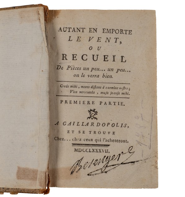 Autant en emporte le vent, ou Recueil de pièces un peu... un peu... on le verra bien.