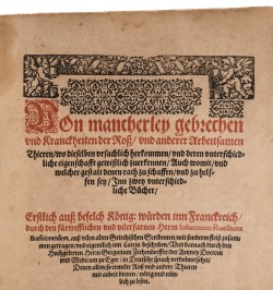 [Hippiatrique] Von mancherley gebrechen und Kranckheiten der Roß,