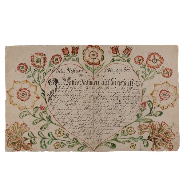 Souhait de baptême. Weyersheim 1764.