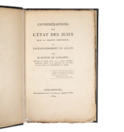 Considérations sur l'état des juifs dans la société chrétienne, et particulièrement en Alsace.