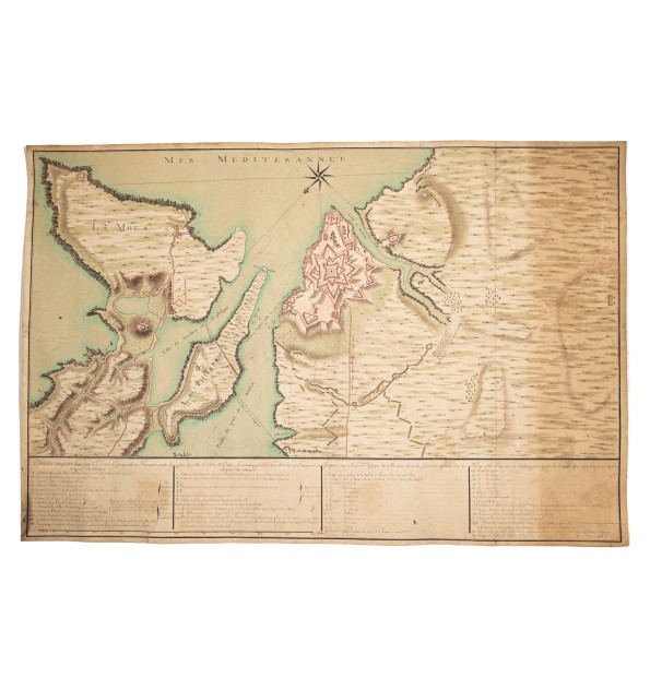 [Siège de Minorque] Plan des attaques faites par l'Armée Espagnole et Française sous les ordres de M. le Duc de Crillon