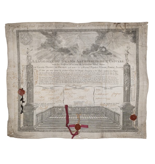 [Franc-maçonnerie] Certificat des vrais amis de l'Orient de Sarreguemines.