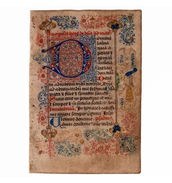 Feuillet manuscrit d'un livre d'heures - XVe siècle