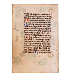 Feuillet manuscrit d'un livre d'heures - XVe siècle