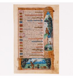 [Chasse] Feuillet manuscrit d'un livre d'heures - XVe siècle