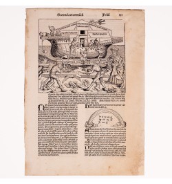 [Liber Chronicarum/1493] Construction de l'arche de Noé.