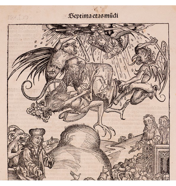 [Liber Chronicarum/1493] Sermon et chute de l'Antéchrist.