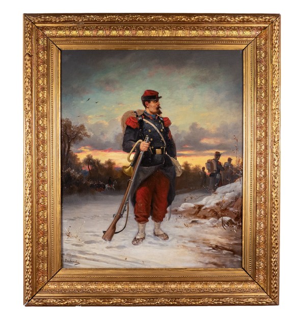 Soldat - Peinture a l'huile du XIXe siècle