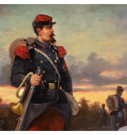 Soldat - Peinture a l'huile du XIXe siècle