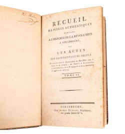 Recueil de pièces authentiques servant à l'histoire de la Révolution à Strasbourg.